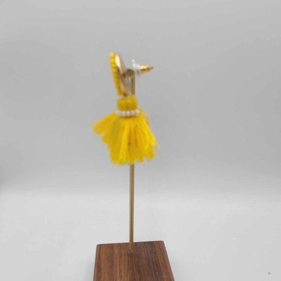 J Crew Mini Scope Tassle Bead Yellow Earrings - Picture 6 of 9